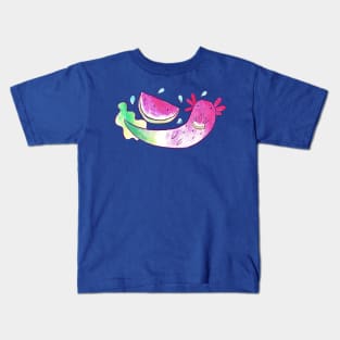 Watermelon Axolotl Watercolor Kids T-Shirt